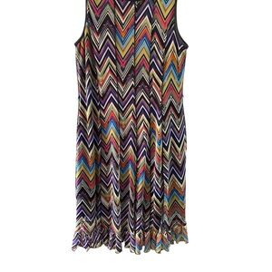 Ile New York Colorful Lined Chevron Sleeveless Dress. Size 16